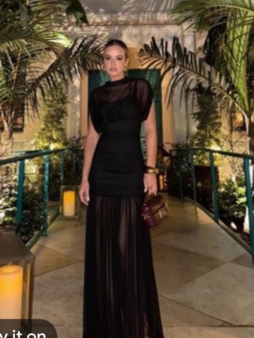 Zara Black Sheer Maxi Dress with Draped Bodice